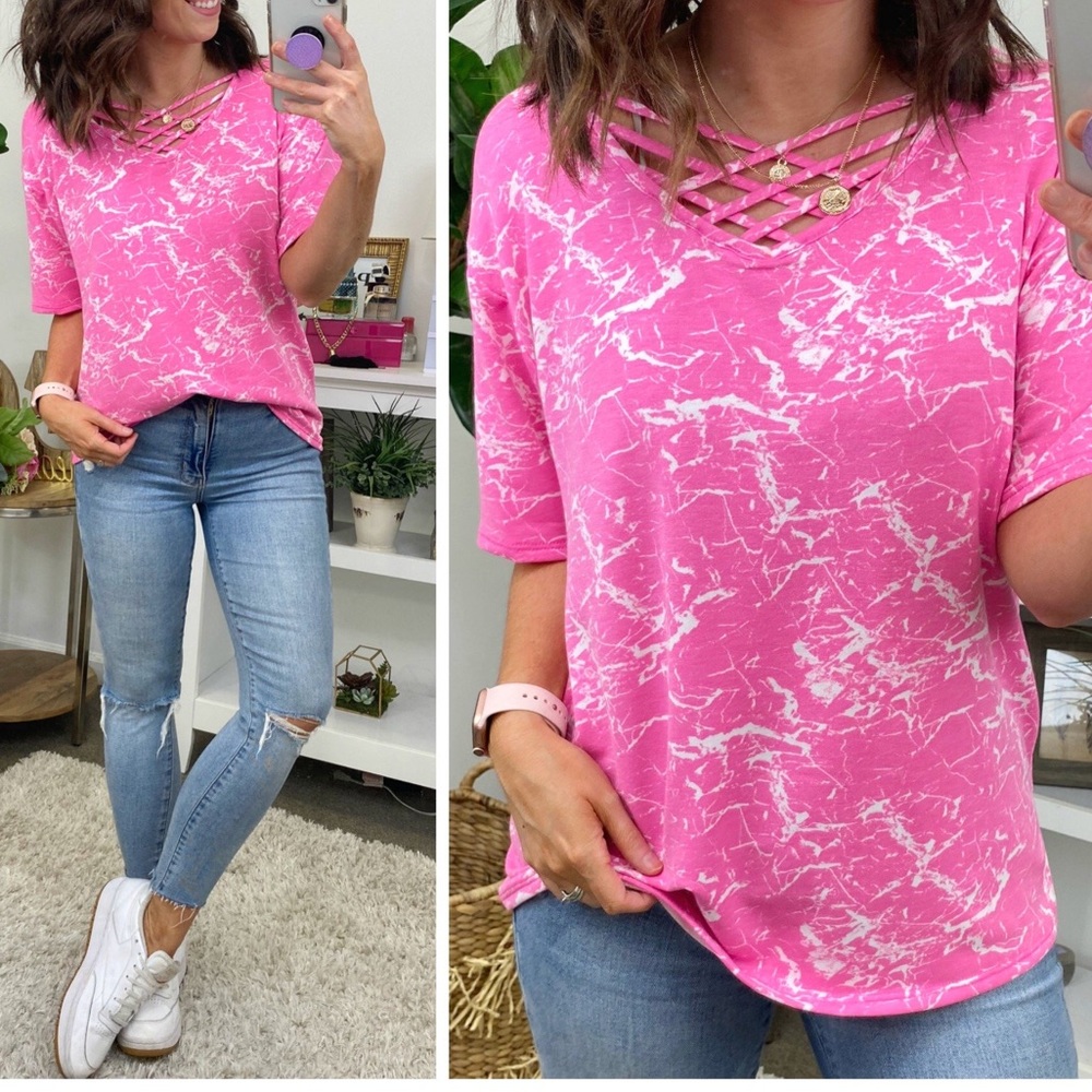 Hot pink splatter top